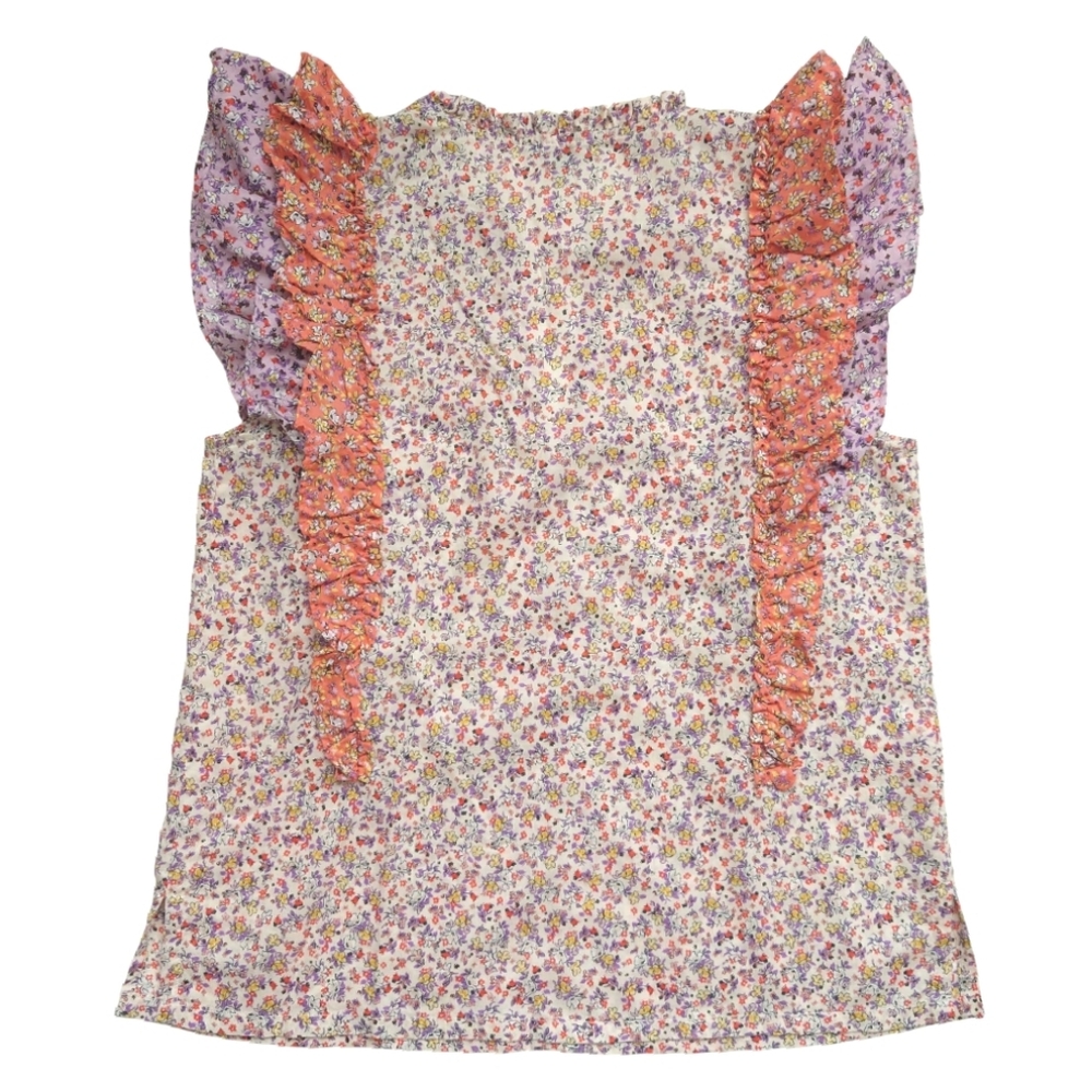 ANN TAYLOR Floral Ruffle Trim Shell Blouse Top Pink Orange Lilac Size XS - Picture 11 of 13